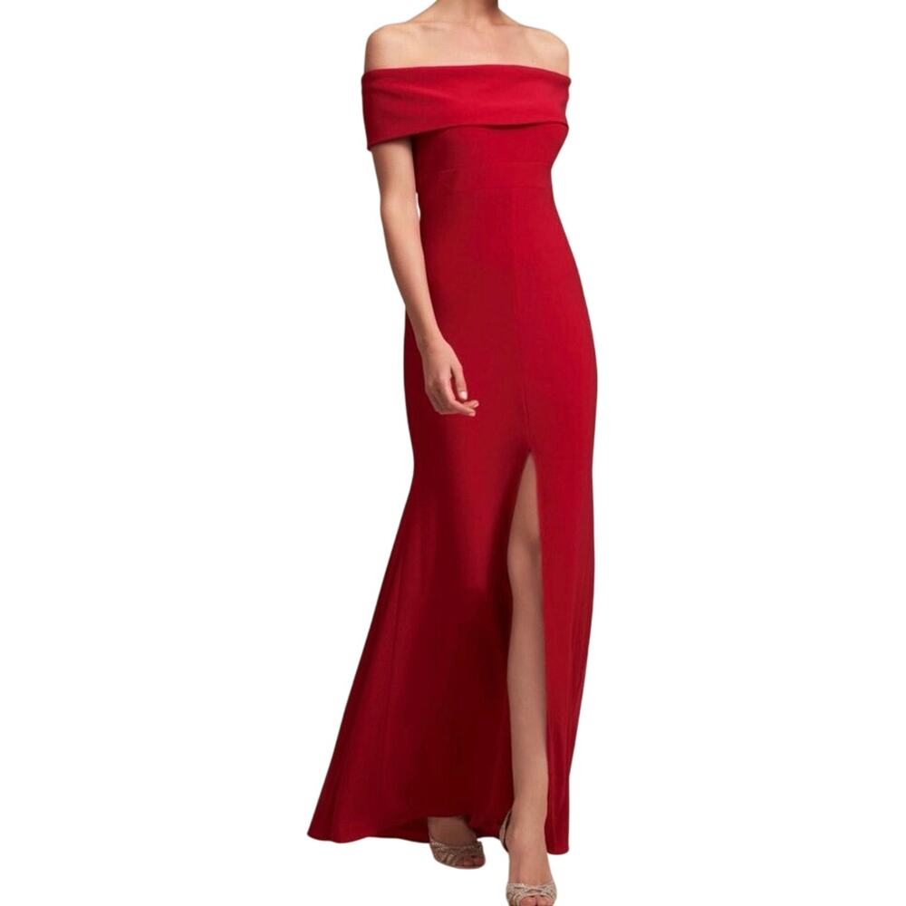 BHLDN Anthropologie Ember Bridesmaid Dress Gown Formal Red Off Shoulder - Sz 8
